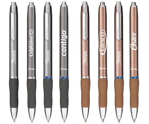 Promotional Sharpie S-Gel metal pens custom printed with logo and promotional advertising message